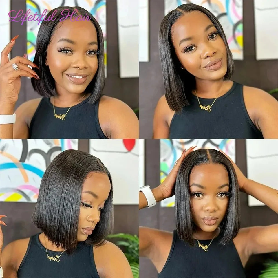 Glueless Bob Hair Wig Human Hair Ready To Wear Straight Transprent 4x4 Lace Closure Wigs For Women Glueless Wigs Human Hair Good Vibrations