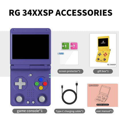 Anbernic RG34XXSP 3.4-Inch IPS Linux 64-bit Game Console H700 quad-core LPDDR4 2GB Retro Game Player HD-Connect To TV RG 34XXSP Good Vibrations