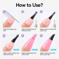 Peacecolor 10ML Nail Dehydrator & Primer and Nail Tools, Fast Dry Non Acid Primer for Gel Polish, Ideal Gift Choice Good Vibrations