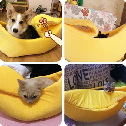 Banana Cat Bed House Funny Cute Cozy Cat Mat Beds Warm Durable Portable Pet Basket Kennel Dog Cushion Cat Supplies Multicolor Good Vibrations