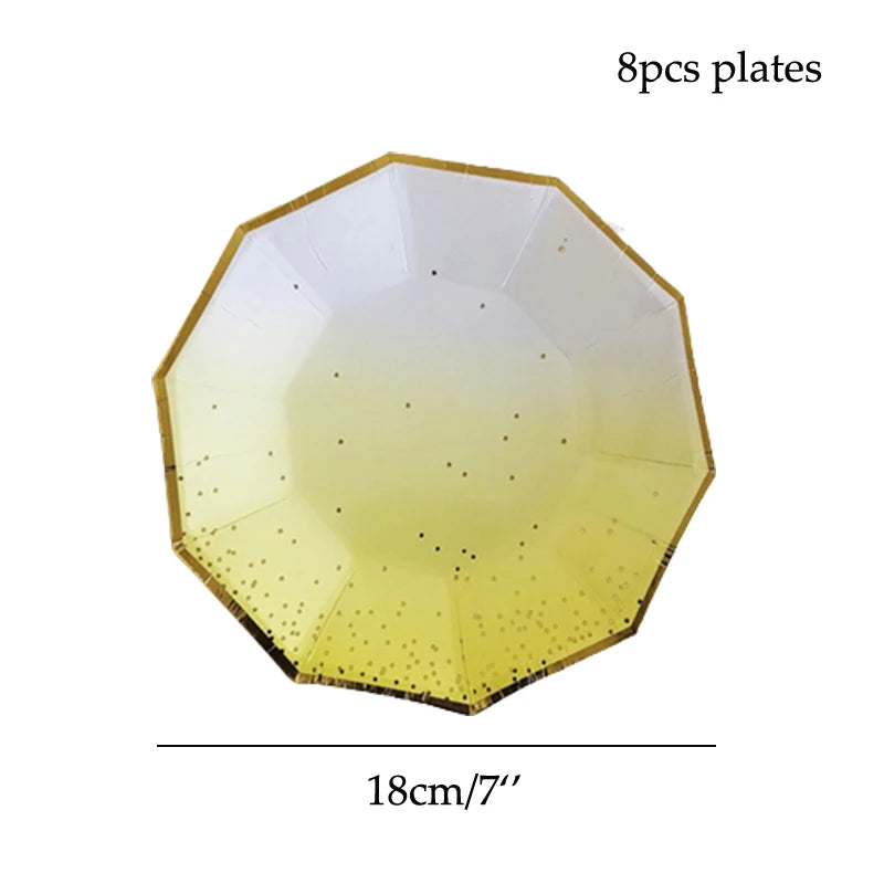 Pink Party Plates Rainbow Gold Dot Dinner Plates/cups/straws/Napkin Dishes Party Birthday Wedding Party Event Tableware Decorate Good Vibrations