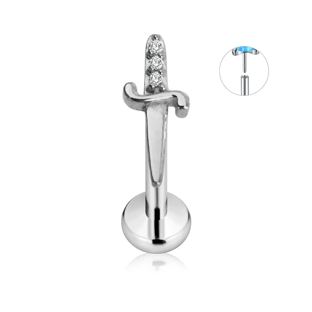 ASTM F136 G23 Titanium Flower Petals Star Heart Butterfly Threadless Piercing Pin Push in Labret Daith Conch Earring 16G 18G 20G Good Vibrations