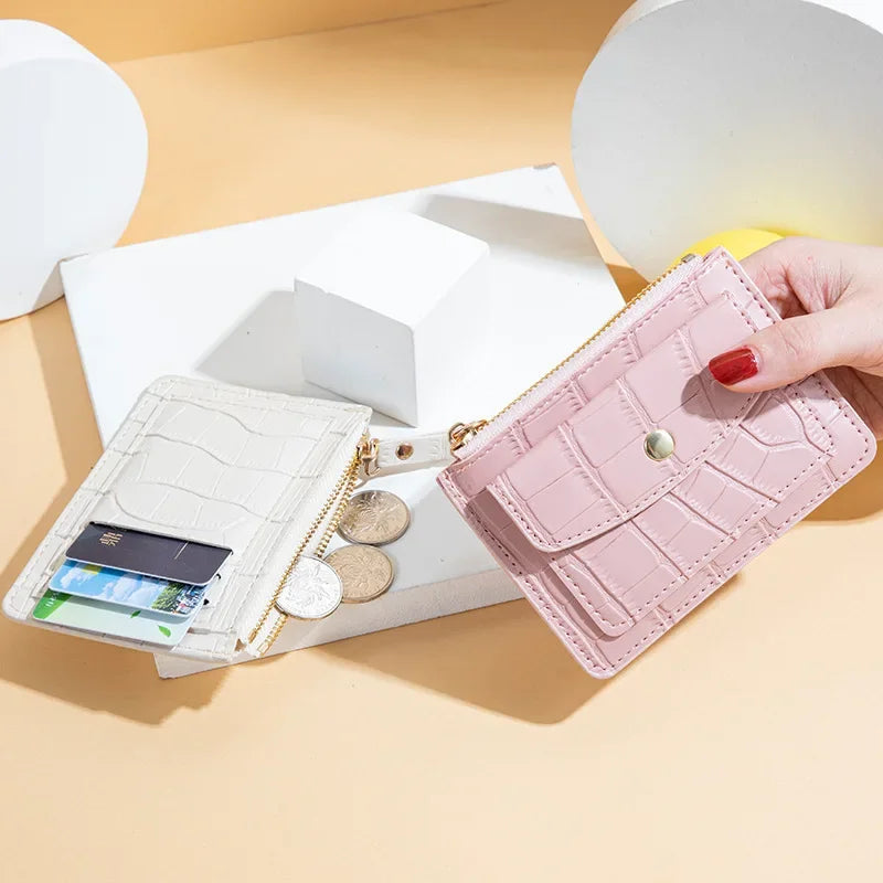Pu Leather Mini Coin Purse for Women Stone Pattern  Girl Cute Zipper ID Bus Card Wallet Women Lady Money Wallet Key Case Bags Good Vibrations