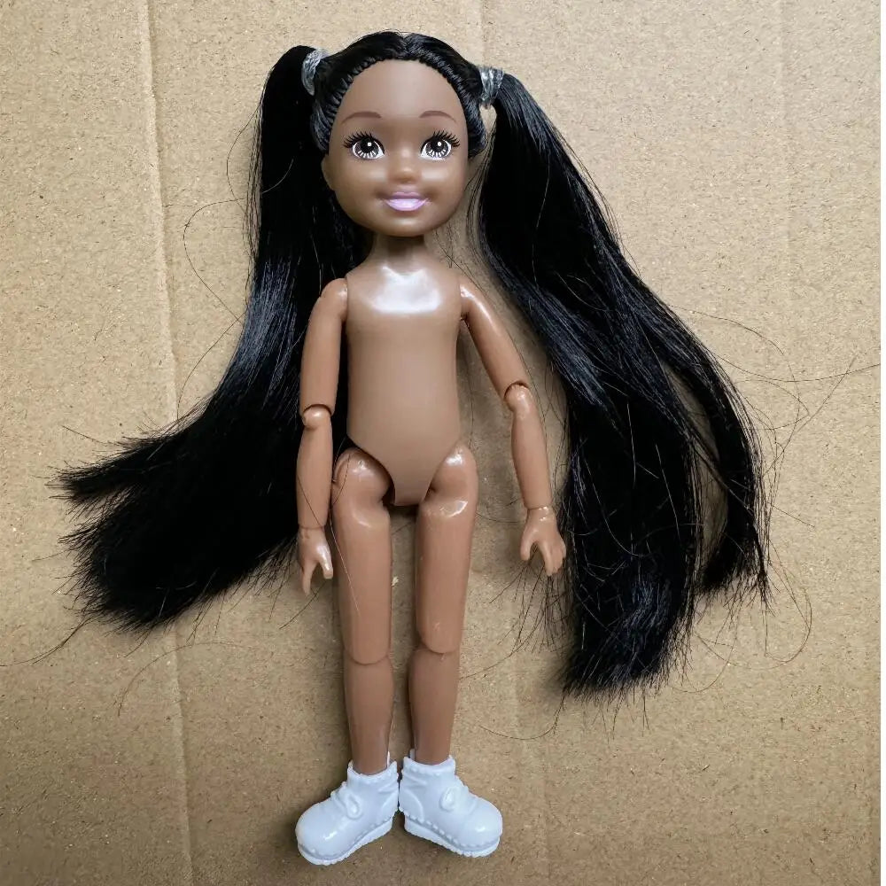 14cm Little Kelly Joints Movable 5-inch Boys Girls Dark Ordinary Skin Naked Body Reborn Bjd 1/12 Toys White Blonde Black Hair Good Vibrations