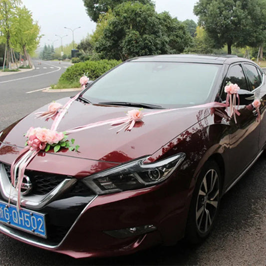 Simulation Rose Wedding Car Flower Champagne Knot Wedding Flower Wedding Set Good Vibrations