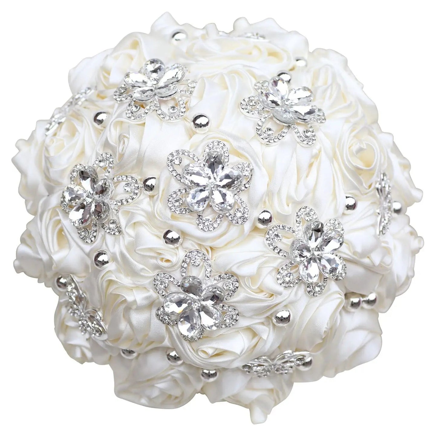 High quality Crystal Bride Waterfall Bouquet Bridesmaids Accessories Handmade Satin Rose Elegant Wedding Flowers Bridal Bouquet Good Vibrations