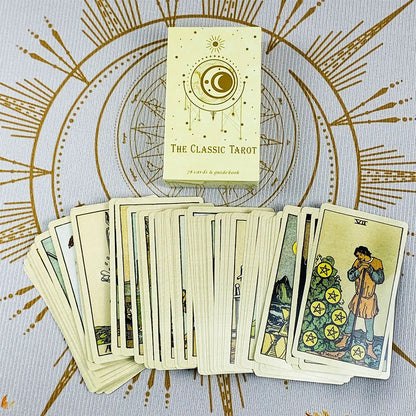 The Classic Tarot Cards Deck A 78Pcs With Paper instruction manual For Easy Beginners, Fate Fortune Divination Party Board Game Good Vibrations