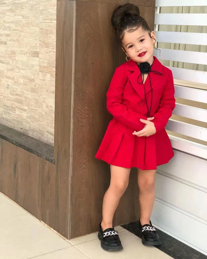 Toddler Girl Clothes 2pcs Set Girl's Coat Outfit Button Front Jacket & Skirt Set Toddler Kid's Clothing For Spring Autumn 2-8Y Good Vibrations