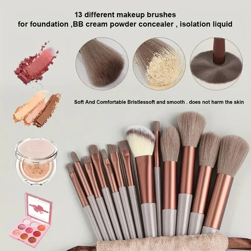 NEW13PCS Makeup Brush Set Eye Shadow Highlighter Concealer Brush Blush Loose Powder Brush Blending Soft Fluffy Women Beauty Tool Good Vibrations