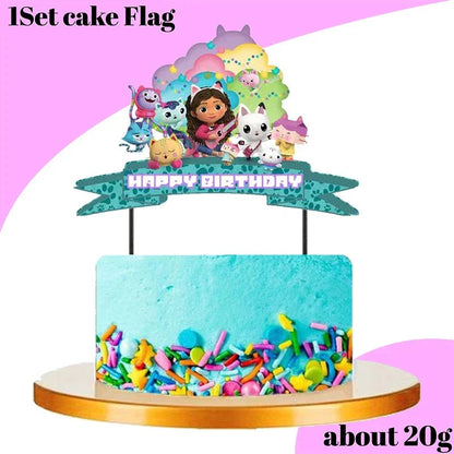 Cartoon Gabby Dollhouse Party Supplies Birthday Party Disposable Tableware Set Paper Plate Cup Napkins Baby Shower Decorations Good Vibrations