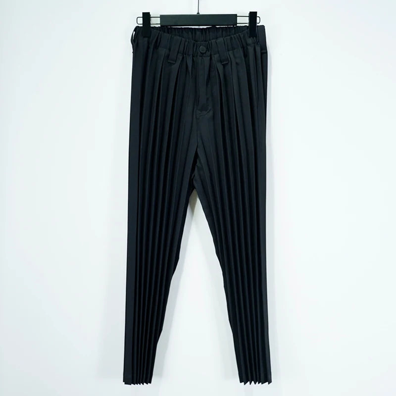 Miyake Pleated Men's Suit Solid-Color Pleats Blazer + Slim-Fit Straight-Leg Pants Plisse 2025 Fall New Minimalist Fold Suit Good Vibrations