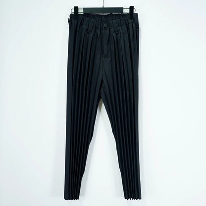 Miyake Pleated Men's Suit Solid-Color Pleats Blazer + Slim-Fit Straight-Leg Pants Plisse 2025 Fall New Minimalist Fold Suit Good Vibrations