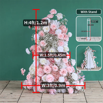 Flores Arificiales Decoration Wedding KT Board Artificial Floral Arrangement Pink White 3pcs/set Flowers Row Decor Props H5.4ft Good Vibrations