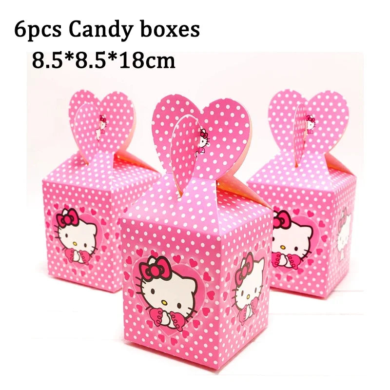 Hello Kitty Theme Girls Birthday Party Disposable Tableware Paper Cup Plate Balloon Kids Favors KT Balloon Party Decor Supplies Good Vibrations