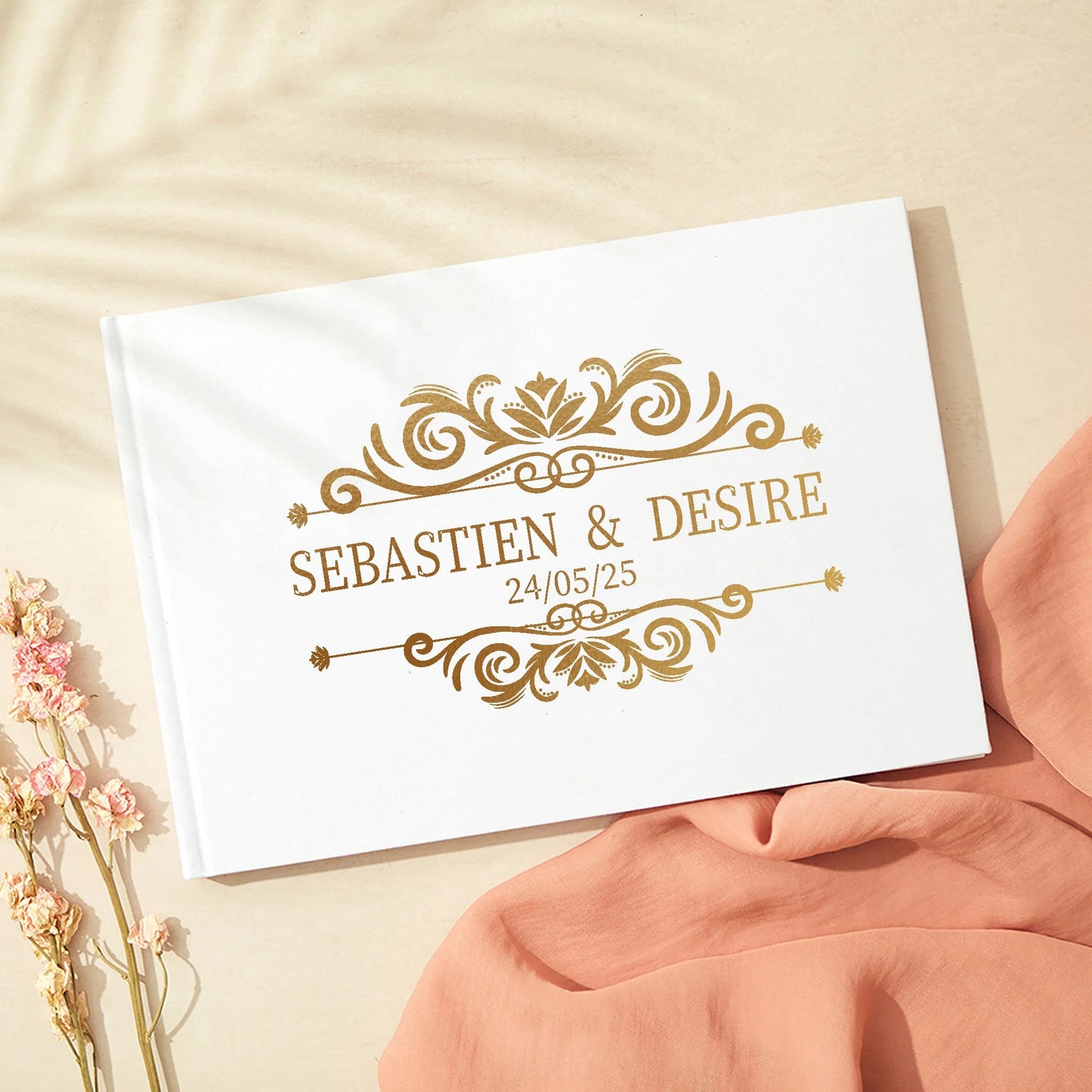 Personalized Guest Book for Wedding Noble Message Photo Album Simple Elegant Horizontal Wedding Reception Signing Book Good Vibrations