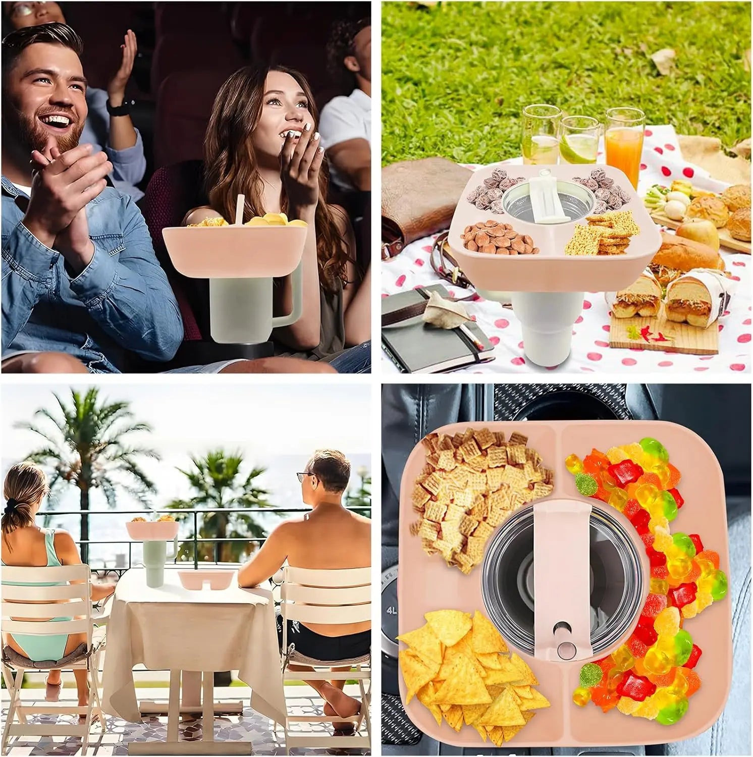 New Silicone Snack Bowl with Cover for Stanley 40oz Divided Snack Tray 4 Divided Snack Plates Stanley Cup Accessories 1PC Good Vibrations