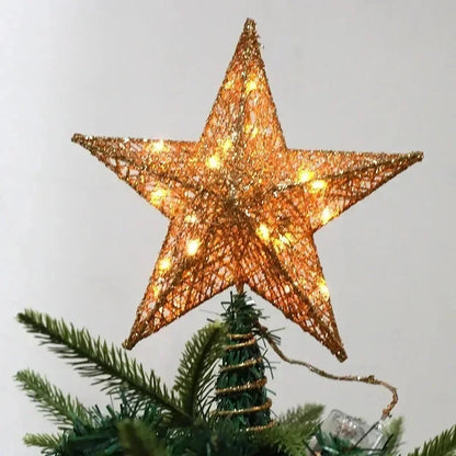 Christmas Tree Topper Star with LED Lights 20cm/25cm Festive Shining Decoration for Xmas Tree Home Holiday Decor Good Vibrations