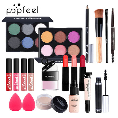 POPFEEL All-in-One Makeup Kit Gift Set with Eyeshadow Palette Foundation Lip Gloss Blush Brushes Eyeliner and More Beauty Gifts Good Vibrations
