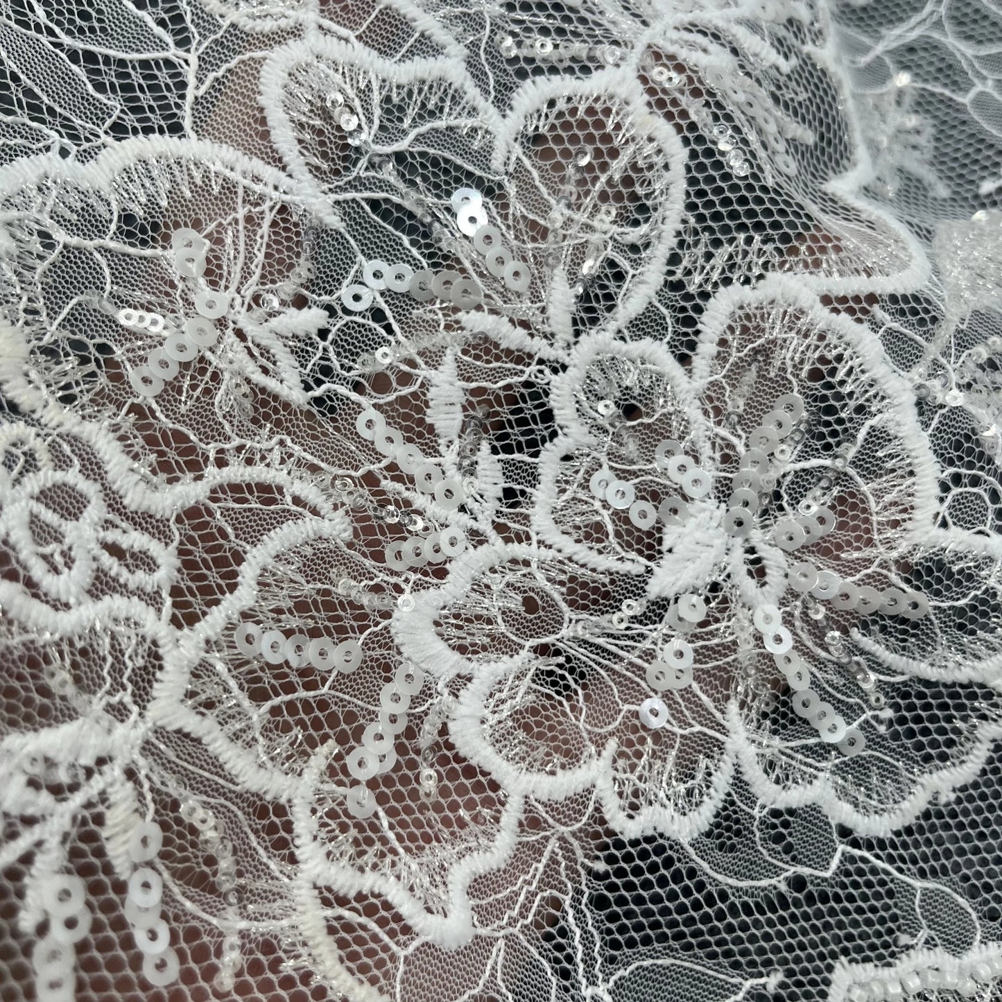 New French Lace Sequin Bead Tulle Embroidery High-end Wedding Dress Design Fabric