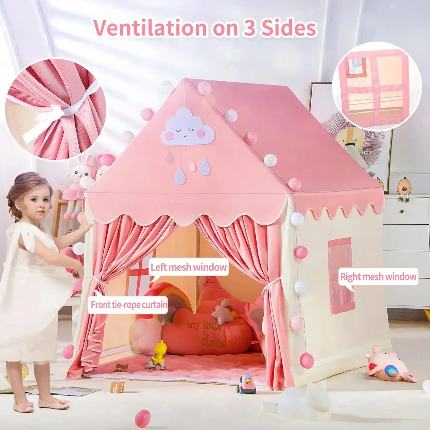 Children's Tent Indoor Outdoor Games Garden Tipi Princess Castle Folding Cubby Toys Tents Enfant Room House Teepee Playhouse Good Vibrations