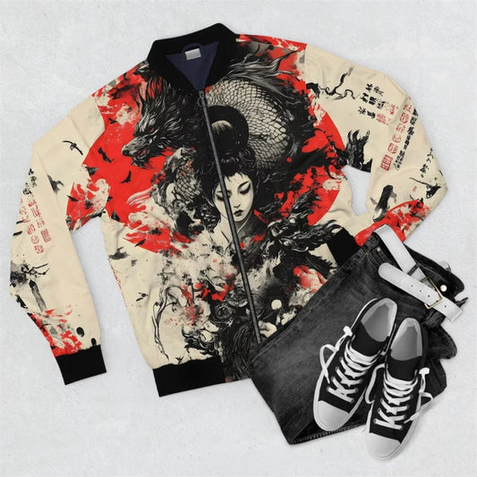 Harjauku Japanese Style Graffiti Art Men's Oversized 3D Jacket Sportswear Autumn Long Sleeve Zipper Sweater Baseball Jackets GYM Good Vibrations