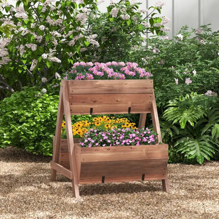 Vertical Raised Garden Bed with 3 Wooden Planter Boxes for Flower Pots & Planters Good Vibrations