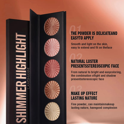 Highlighting and Contouring Palette 5 Colours All-in-One Makeup Palette Stereoscopic Natural Highlighting Makeup Palette Good Vibrations