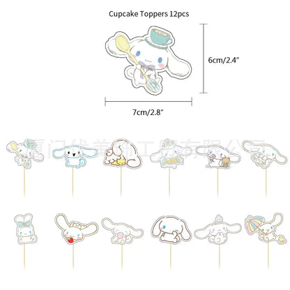 Cinnamoroll Theme Party Supplies Kids Birthday Christmas Decorations Gift Bag Ballons Banner Cake Topper Tableware Accessories Good Vibrations