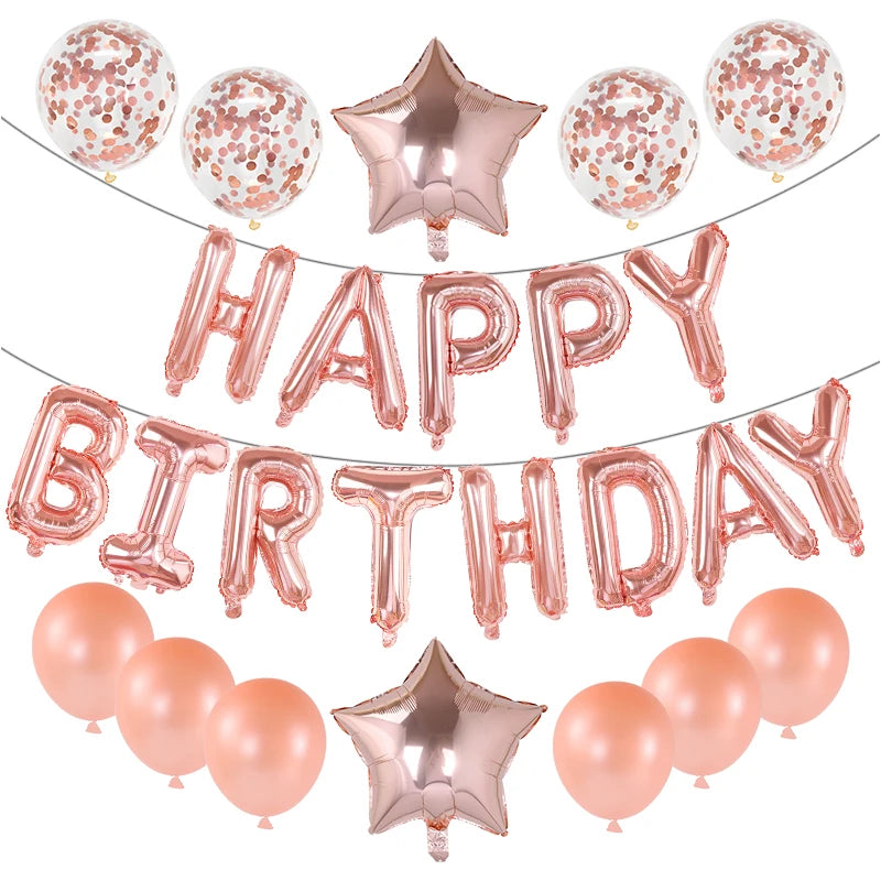 Happy Birthday Decoration Balloons Pink Blue Letter Foil Ballons Set Children Adult Birthday Party Anniversary Decor Supplies Good Vibrations