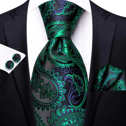 Hi-Tie Navy Blue Solid Paisley Silk Wedding Tie For Men Hanky Cufflink Mens Necktie Set Business Party New Design Dropshipping Good Vibrations