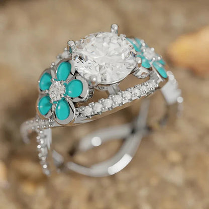 2026 Aesthetic Enamel Flower Finger Ring for Women Wedding Party New 2026  Silver Color Luxury Cubic Zirconia Jewelry Gift Good Vibrations