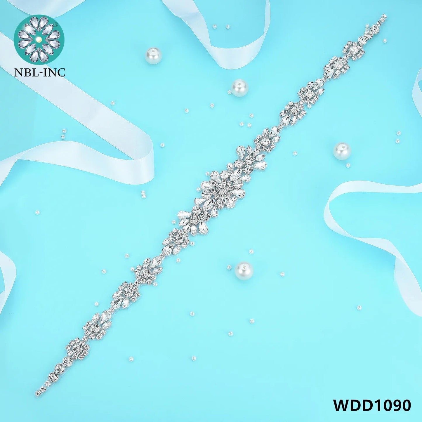 (1PC) Silver Rhinestone crystal iron on applique belt iron on wedding beaded bridal trim for wedding dresses clothing WDD0209 Good Vibrations