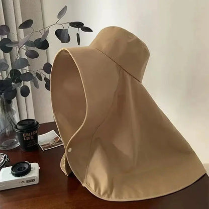 Summer Hats for Women Outdoor UV Anti Neck Protection Sun Visors for Lady Fishing Hiking Wide Brim Shawl Sunscreen Ponytail Cap Good Vibrations