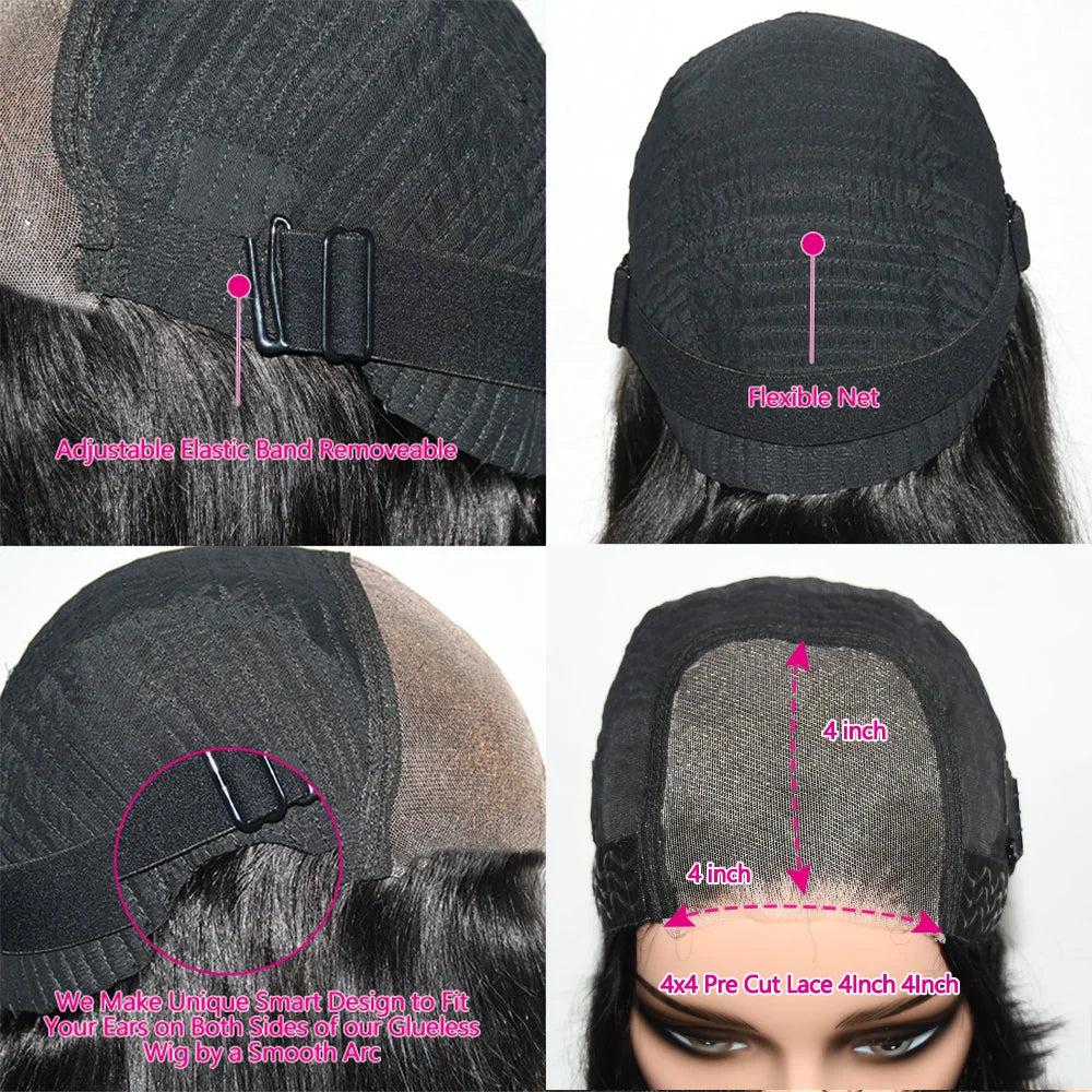 Glueless Bob Hair Wig Human Hair Ready To Wear Straight Transprent 4x4 Lace Closure Wigs For Women Glueless Wigs Human Hair Good Vibrations