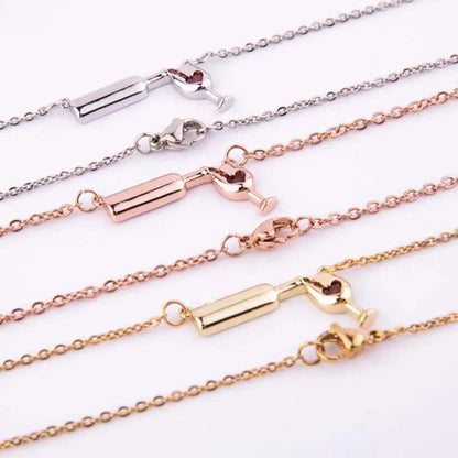 Party Romantic Wineglass Alloy Gift For Women Love Heart Glass Bottle Jewelry Necklace Choker Pendant Good Vibrations Adult Super Store