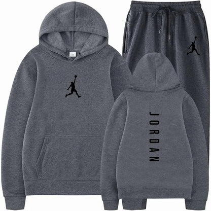 2025 Spring and autumn outdoor fitness basketball casual sportwear set fashion men's hooded jumper + jogging pants two-piece set Good Vibrations