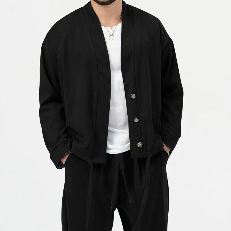New Business Casual Sporty Men's Long-Sleeved Suit for Spring and Autumn. Men's Pure Color Loose Coat with Fashionable Jacket. Good Vibrations