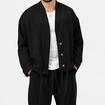 New Business Casual Sporty Men's Long-Sleeved Suit for Spring and Autumn. Men's Pure Color Loose Coat with Fashionable Jacket. Good Vibrations