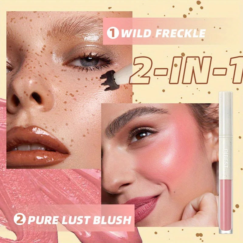 2 in 1 Freckle Blush Multi-pen Natural Wild Freckles + Atmospheric Blush Natural Color Rendering Double Head Double Effect Good Vibrations