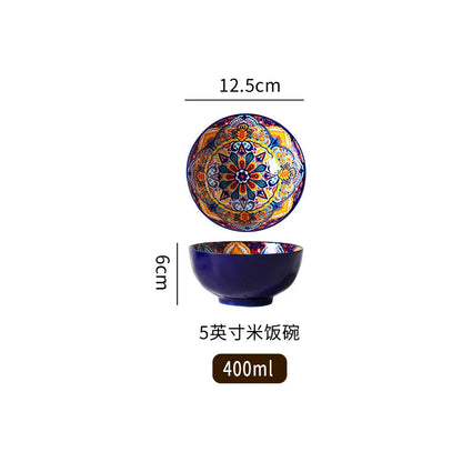 Ceramic Tableware Set Rice Bowl Serving Plate Creative Cutlery Soup Plate Noodle Handle Bowl Sauce Dish Steak Salad Fruit Plate Good Vibrations