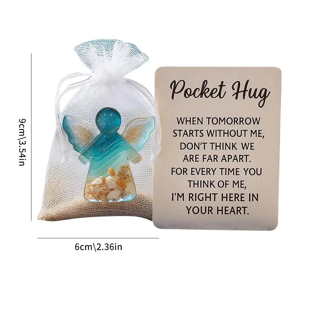 1-3Pcs New With Card Angel Pocket Hug Gifts  Sentimental Encouragement Mini Resin Angel Hug Card Cute Pocket Hug Birthday Gift Good Vibrations