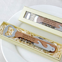 Wedding Gifts for Guests Personalized Wooden Wine Corkscrew with Box Customized Bottle Openers Wedding Souvenirs Party Favors Good Vibrations