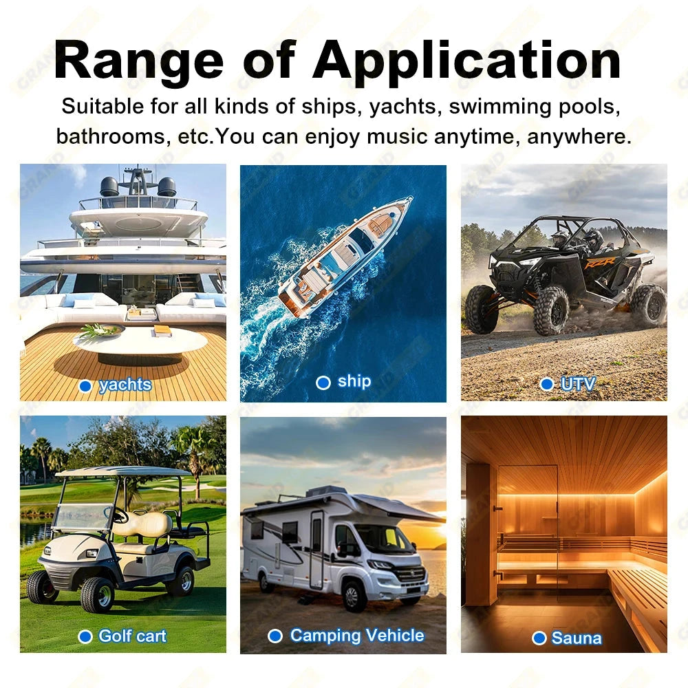 6.5 Inch 120W Marine Speakers Waterproof Weather Resistant Stereo Boat Speaker for Yachts Golf cart RV ATV UTV Ship Sauna Good Vibrations