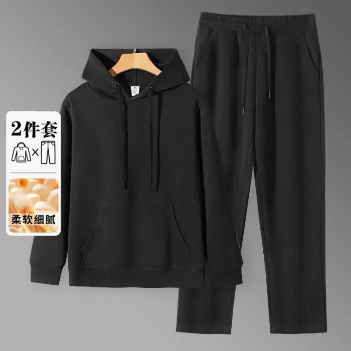 2026 Men's New Straight-Leg Casual Suit Trendy Hooded Sweatshirt and Sweatpants Loose Fit Versatile Casual Autumn Sports Suit Good Vibrations