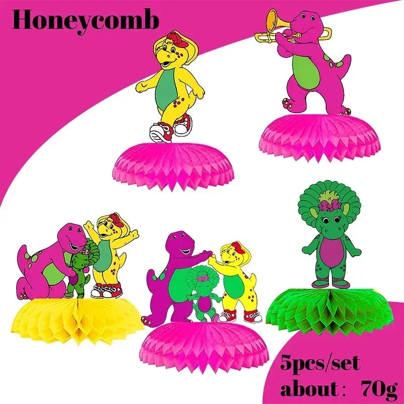 Barney Theme Birthday Party Decorations Cake Topper Birthday CUP Napkin PLATE Straw Swirls Stickers KidsParty Supplies Decor Good Vibrations