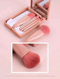 Mini Portable Box 5 Travel Makeup Brushes Complete Set With Small Mirror Eye Shadow Foundation Make-Up Powder Eyebrow Brush Good Vibrations