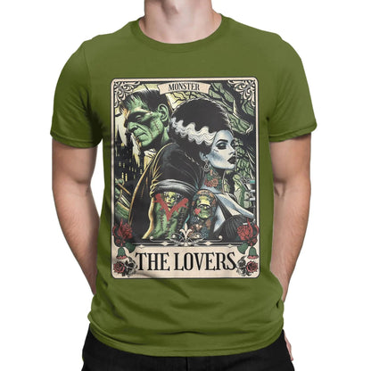 The Monster Frankenstein And Bride Men's T Shirt  Humorous Tees Short Sleeve Crew Neck T-Shirt Pure Cotton Party Clothing Good Vibrations