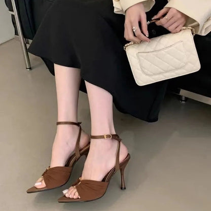 Sexy Super-high Heels Women Sandals Fad Pointed Toe Heeled Shoes 2025 Summer Stilettos Pumps Elegant Slingback Chaussures Femme Good Vibrations