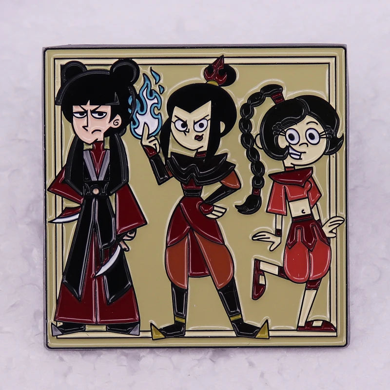 Avatar The Last Airbender Azula Mai and Ty Lee funny manga badge cartoon brooch pins jewelry Good Vibrations
