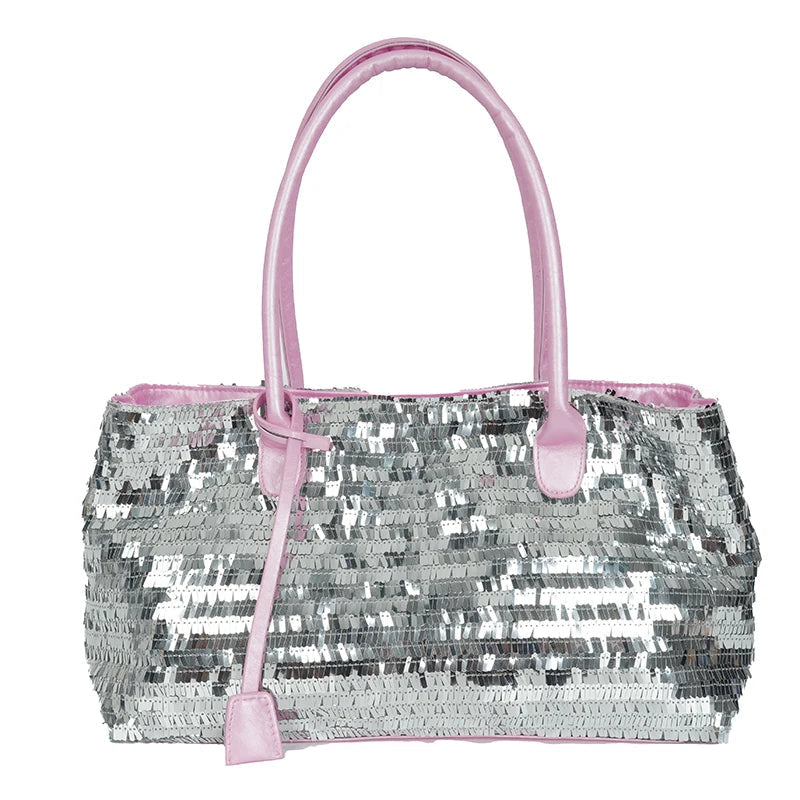 Sequined Underarm Shoulder Evening Tote Bags For Women Shiny Big Capacity Shopper Totes Nightclub Party Luxury Designer Handbags Good Vibrations
